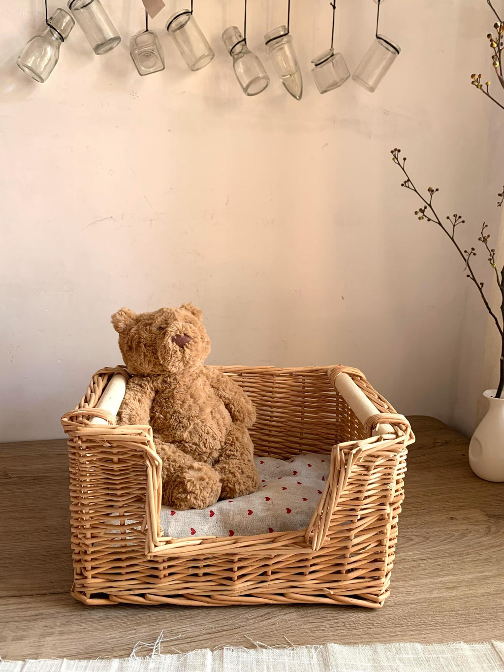 AureoPets™ Vintage Handwoven Wicker Cat Cradle – Luxury Boho Willow Pet Bed with Premium Cushion
