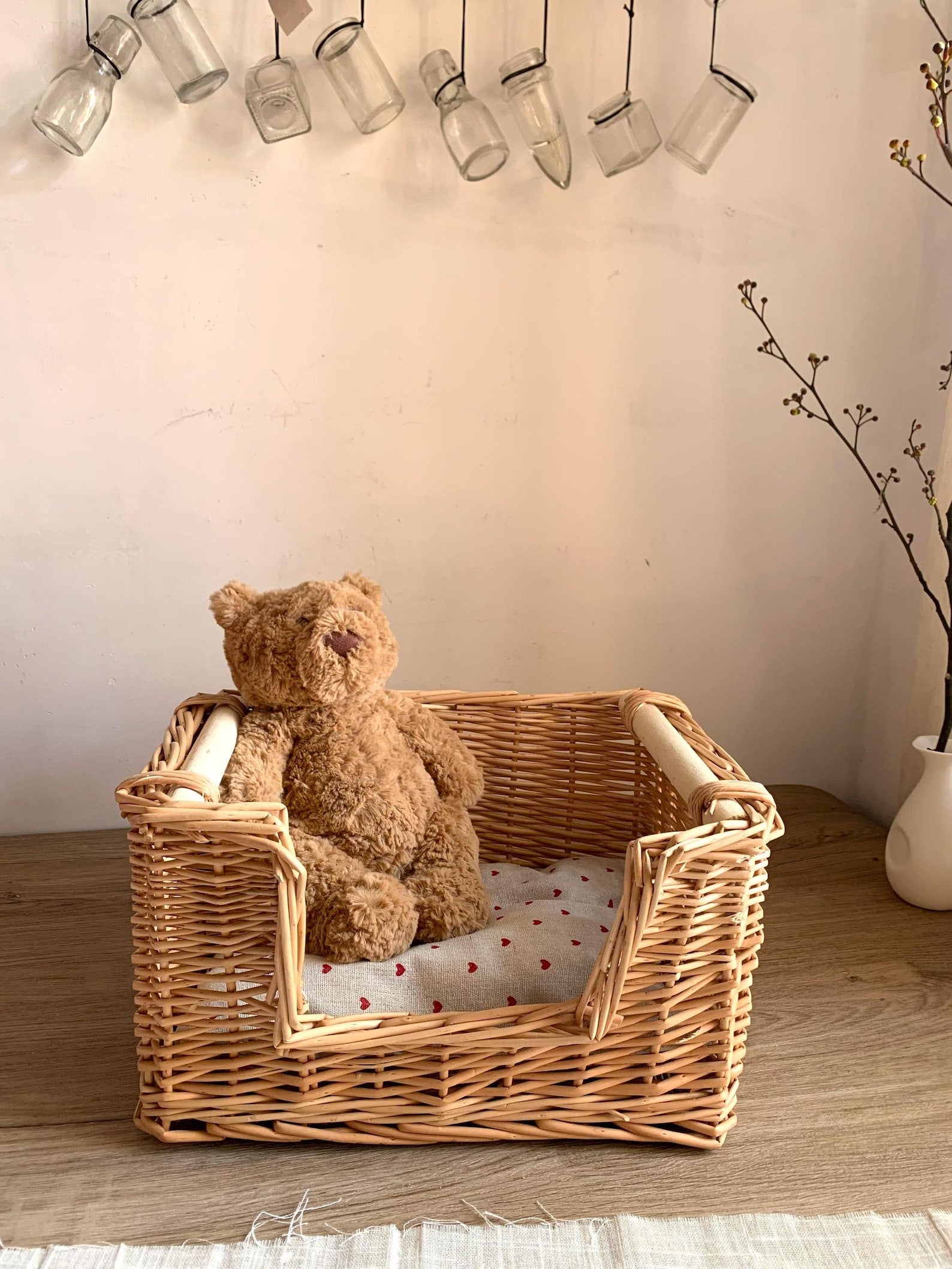 AureoPets™ Vintage Handwoven Wicker Cat Cradle – Luxury Boho Willow Pet Bed with Premium Cushion