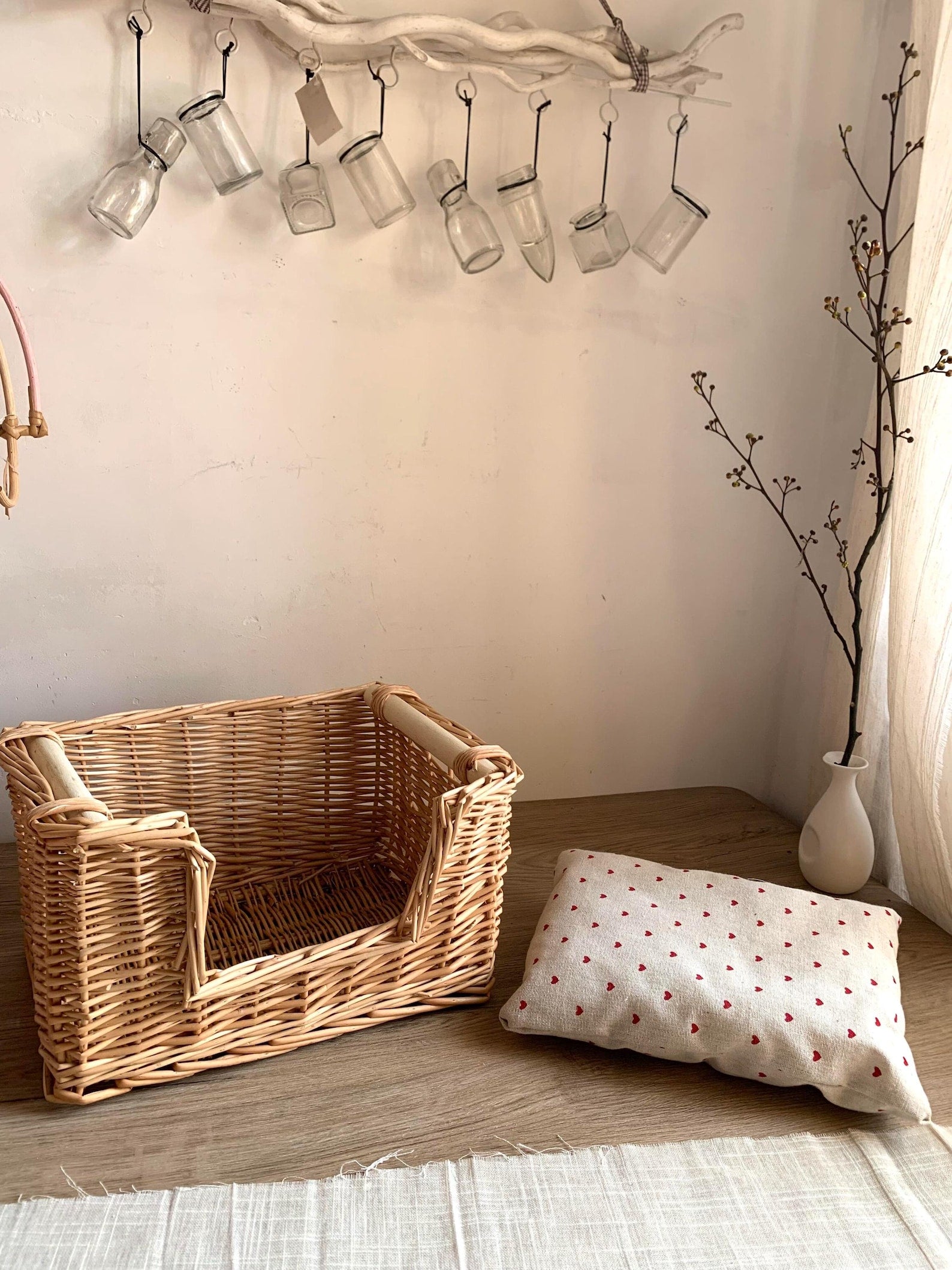 AureoPets™ Vintage Handwoven Wicker Cat Cradle – Luxury Boho Willow Pet Bed with Premium Cushion